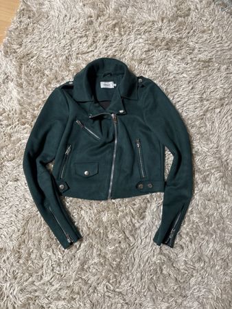 Bikerjacke Only dunkelgrün Wildlederoptik guter Zustand