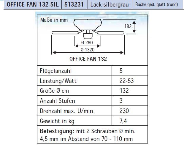 Ventilateurs: Deckenventilator Office 132 MP – Neuf avec emballage d'origine à Zürich par Ventilatoren 1
