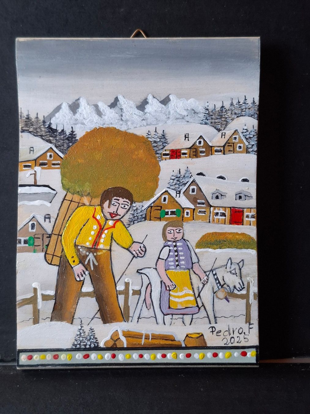 Gemälde: Winter Mini Bild Bauer Màdchen ** 61 – Gebraucht aus Zürich von Soragno50
