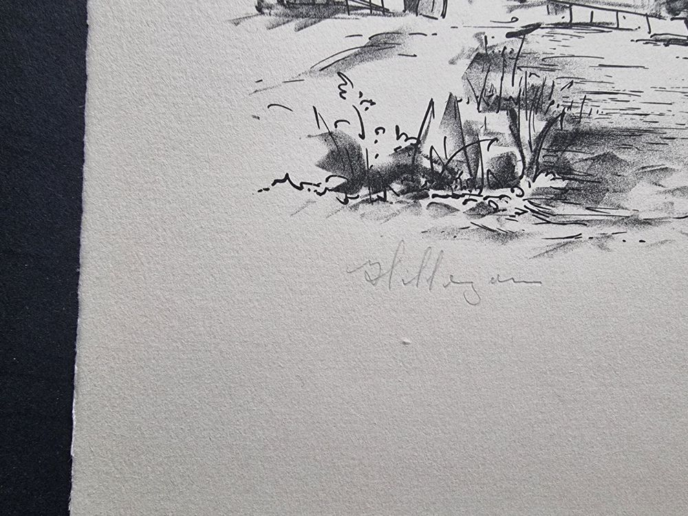 KÜNSTLER UNLESERLICH SIGNIERT LITHOGRAPHIE GRÖSSE 32X24CM 3