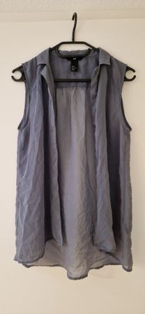 H&M Bluse/Tunika, ärmellos, blau/grau, Grösse 36 Top!