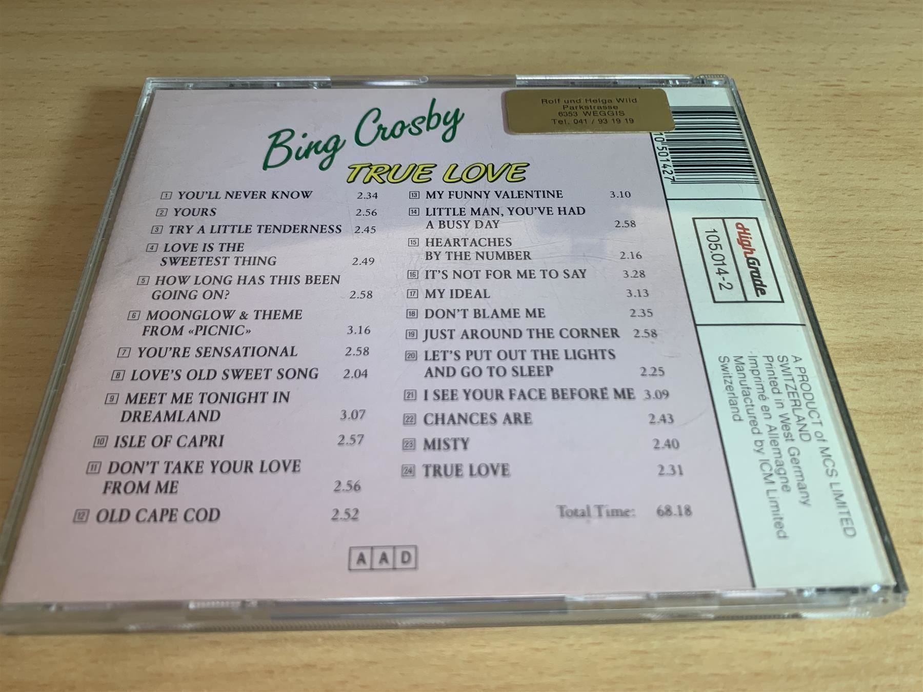 CD: Bing Crosby – True Love – Usato da Rikon im Tösstal venduto da Alpenmutz 1