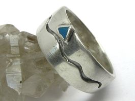 Indianer Ring massiv Silber türkis Stein Dreieck Gr. 58