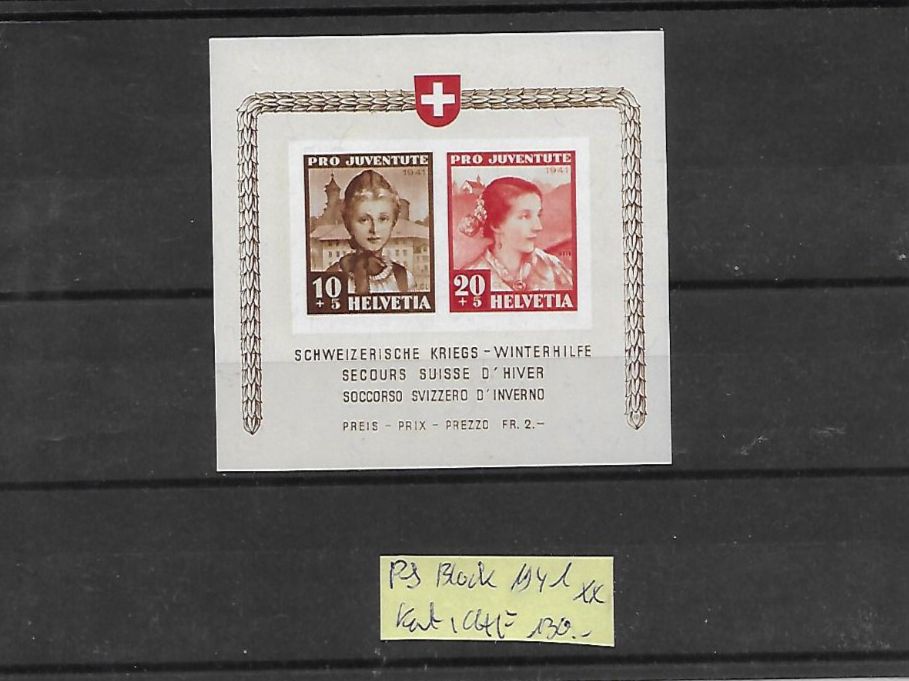 Tous les timbres: PJ Block 1941 ** Kat: CHF 130.- – Neuf (Voir description) à Basel par Ilp