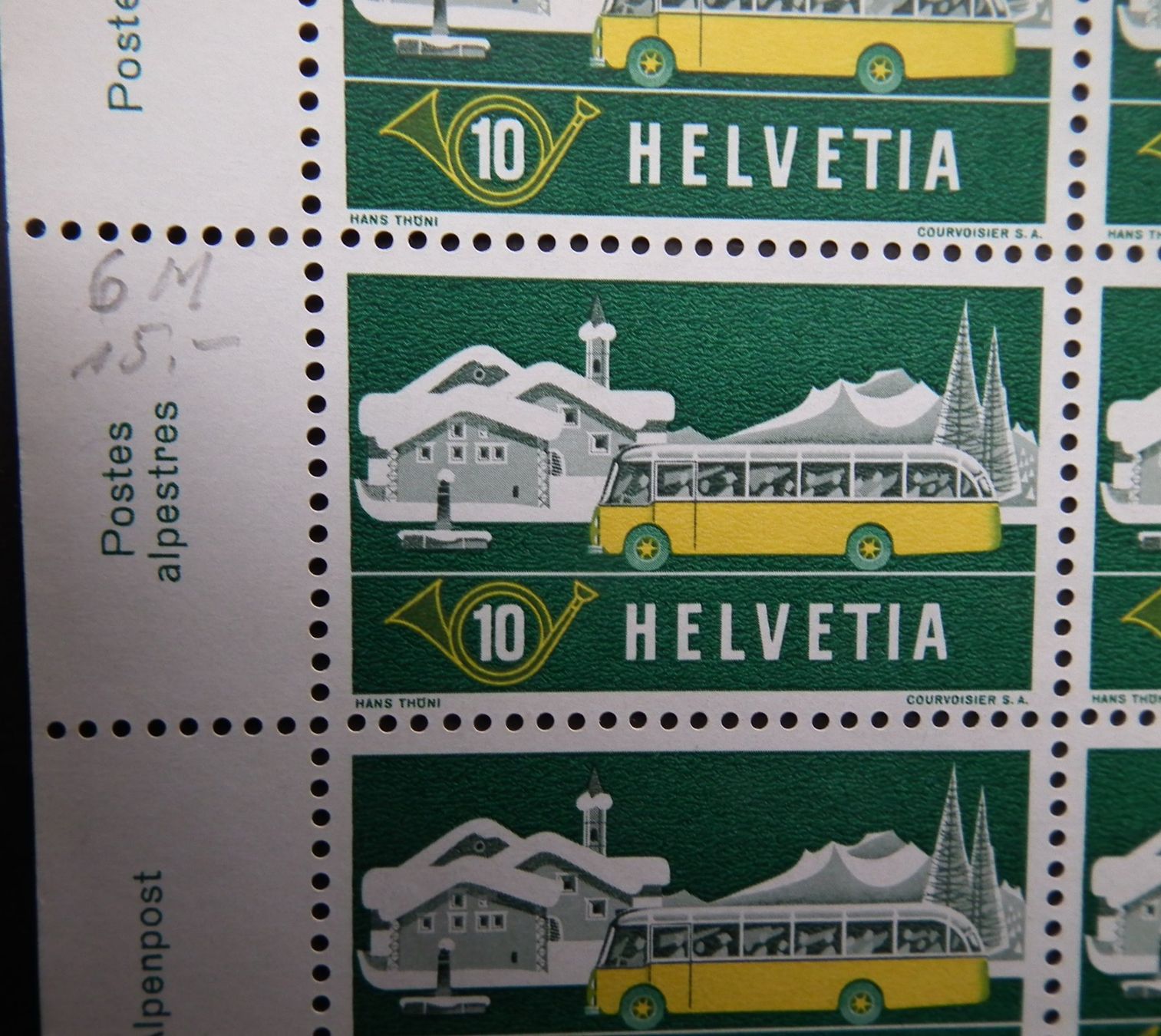 Tutti i francobolli: 1953 Alpenpost Teilbogen mit Abart/Plattenfehler – Usato da Kriens venduto da WULLU99 1