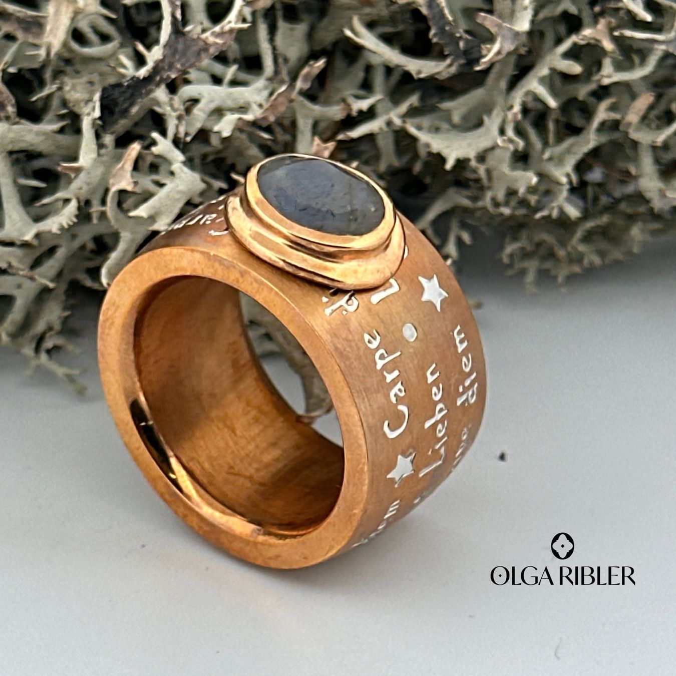 Olga Ribler Ringe: Edelstahlring mit Labradorit, Gr. 58 – Neu (gemäss Beschreibung) aus Luzern von MonikaS03