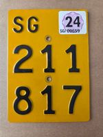 Velonummer SG 24 gelb Mofanummer Plaque Mofa