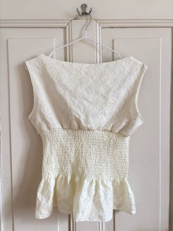 Cute Shein Top cream floral pattern smocked - Size M