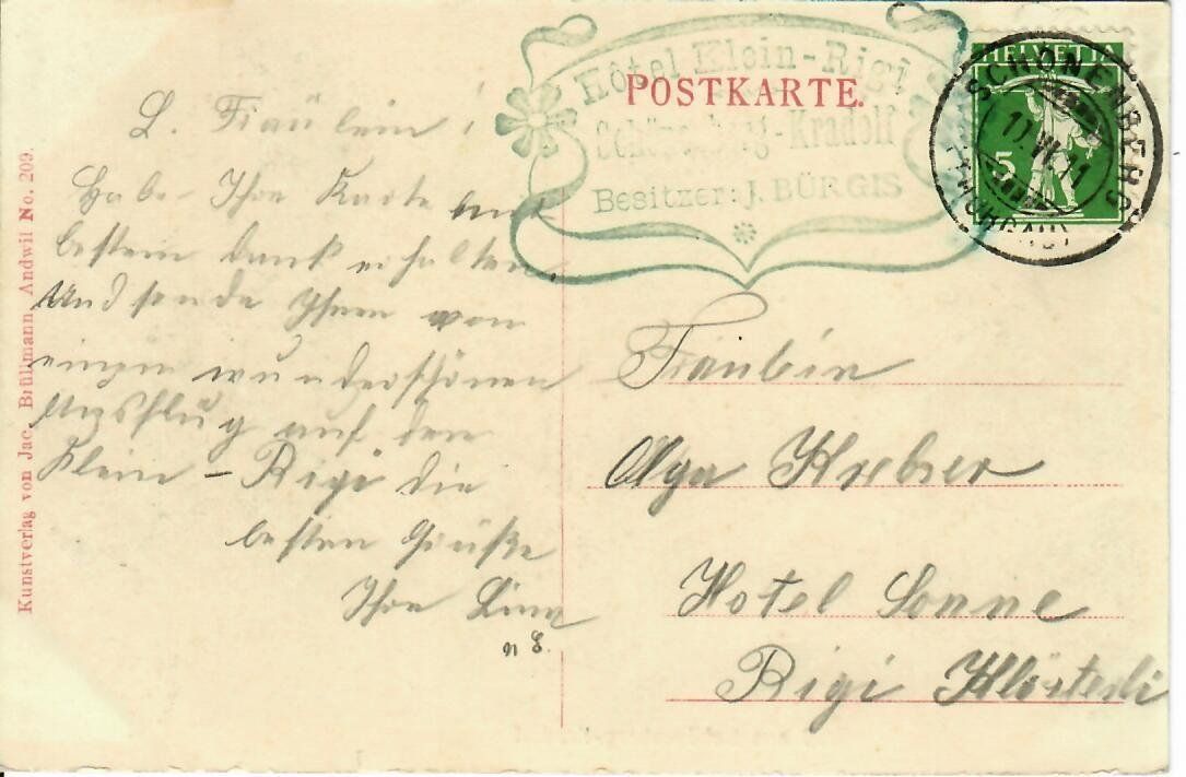 Cartoline postali: Gruss aus Schönenberg - Kradolf / klein Rigi  1911 – Usato da Hochdorf venduto da Ziegel-16 1