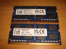 2 stück 8gb ddr3 PC3L 12800 (1600) RAM für Laptop.