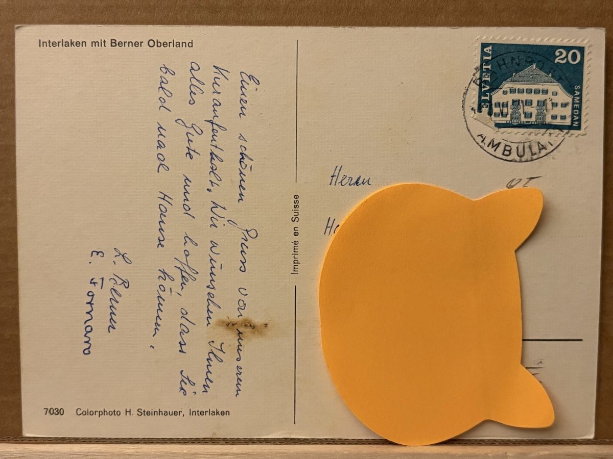 Cartoline postali: AK von Interlaken mit Bergpanorama – Usato da Rümlang venduto da Kartenpost1 1