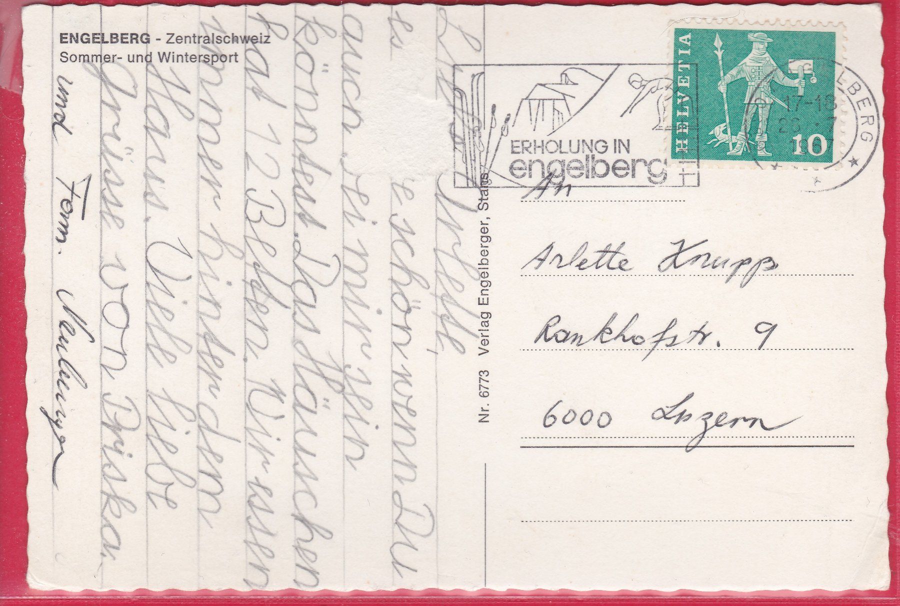 Cartes postales: ENGELBERG, 28.7.1967 – D'occasion à Oberrieden par Gebirgsstelze 1