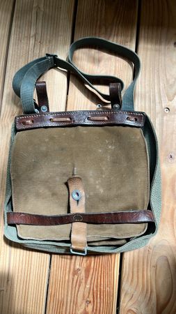 Sacoche vintage militaire toile et cuir authentique