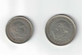 Spanien, 50 und 25 Peseta 1957