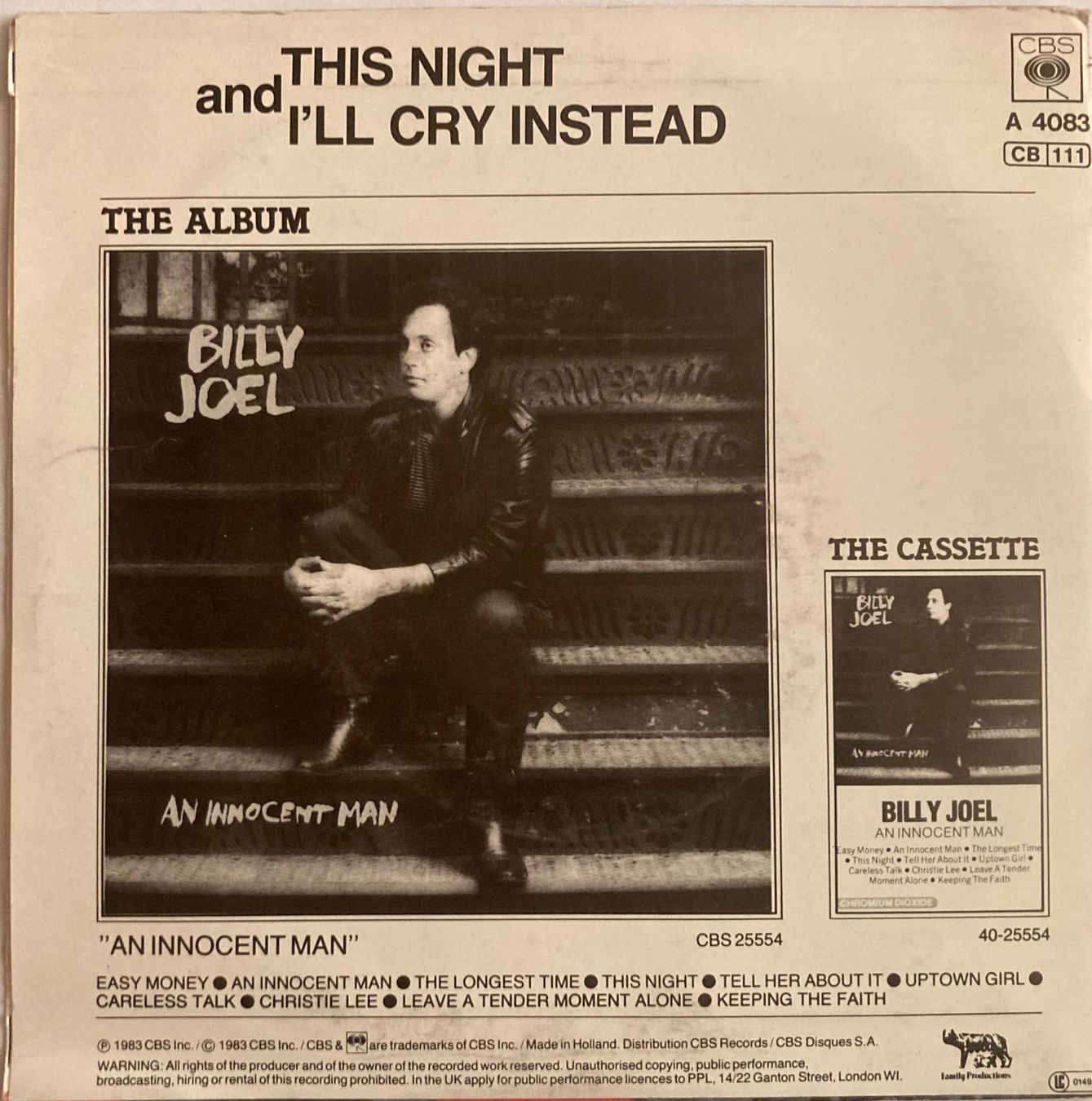 Dischi in vinile: BILLY JOEL - THIS NIGHT – Usato da Poliez-Pittet venduto da Newtown-Records 1