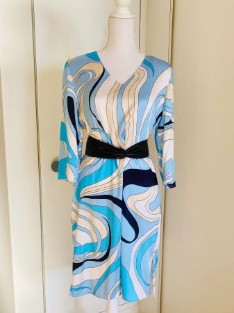 HERZENSANGELEGENHEIT: Seidenkleid, Blautöne, 38, NP CHF 350
