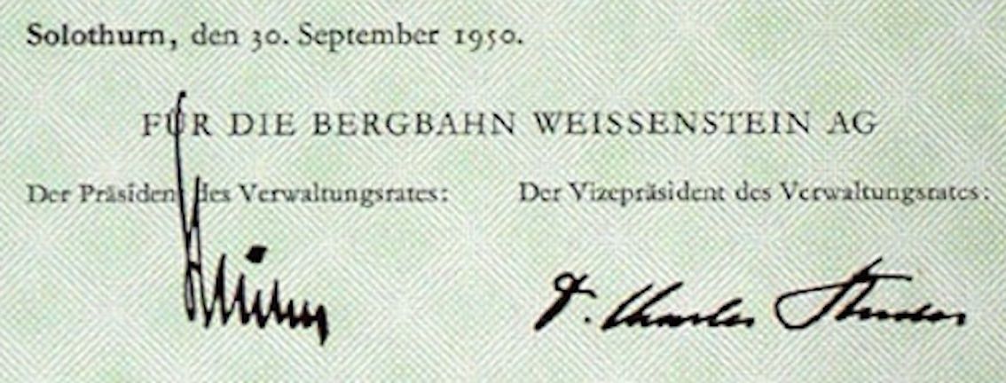 Dokumente: Bergbahn Weissenstein AG, Solothurn - 1950 – Gebraucht aus Solothurn von Sgasche 1