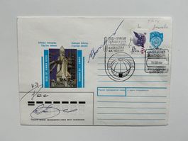 MIR Sojus TM-14 Startbeleg 17.3.92 3 OU mit Flade&Kasachstan