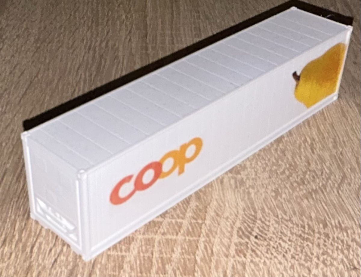 Roco Modellini di ferrovie: 1:87 Coop Kühlcontainer 45ft Birne – Nuovo e nell'imballaggio originale da Belp venduto da AEMA-Modellbau 1