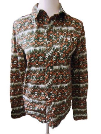 BLUTSGESCHWISTER Gr. 36 Bluse Piano dunkelgrün-schwarz rost
