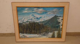 Winterliches Gemälde mit Berglandschaft