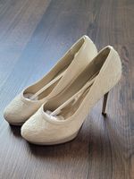 cremefarben Spitzenpumps