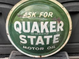 Originales Quaker State Emailleschild rund 60 cm