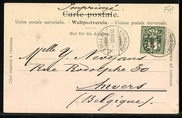 Cartoline postali: Fribourg, Blick auf einen Platz und zur  – Usato da Berlin venduto da bartko-reher 1