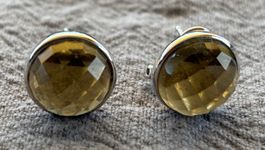 Elegante Ohrstecker mit Rauchquarz, Silberfassung