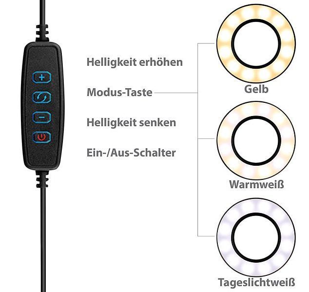 Staffe: Schwanenhals: Selfie-Ringlicht mit Smartphone-Halterung – Nuovo e nell'imballaggio originale da Bülach venduto da StoreInShopSwiss 3