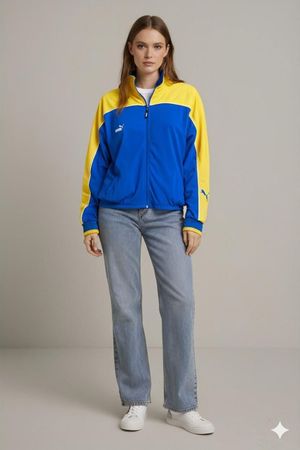 Puma Blau & Gelb Windbreaker Jacke - Größe XL