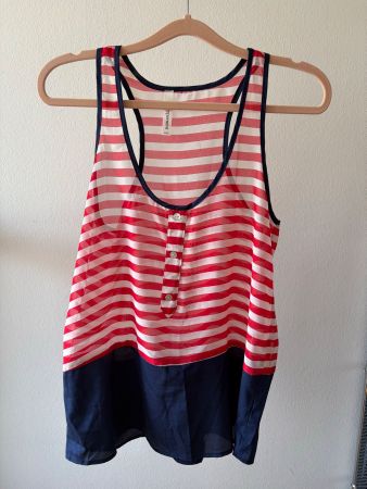 Peppermint Top gestreift rot/weiss, Racerback, Gr. S