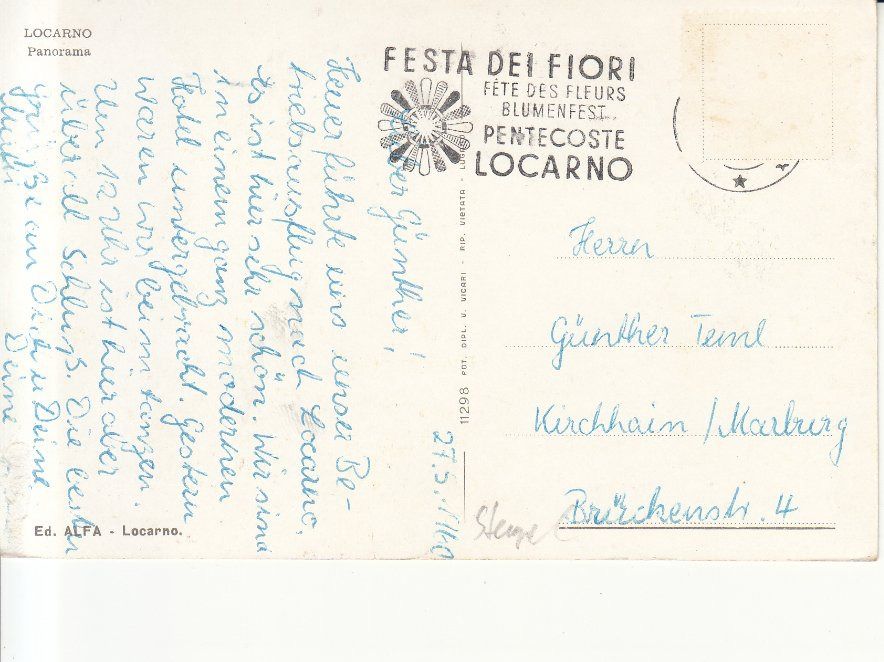 Cartoline postali: Locarno 1960 – Usato da Bürglen TG venduto da StampGraf 1