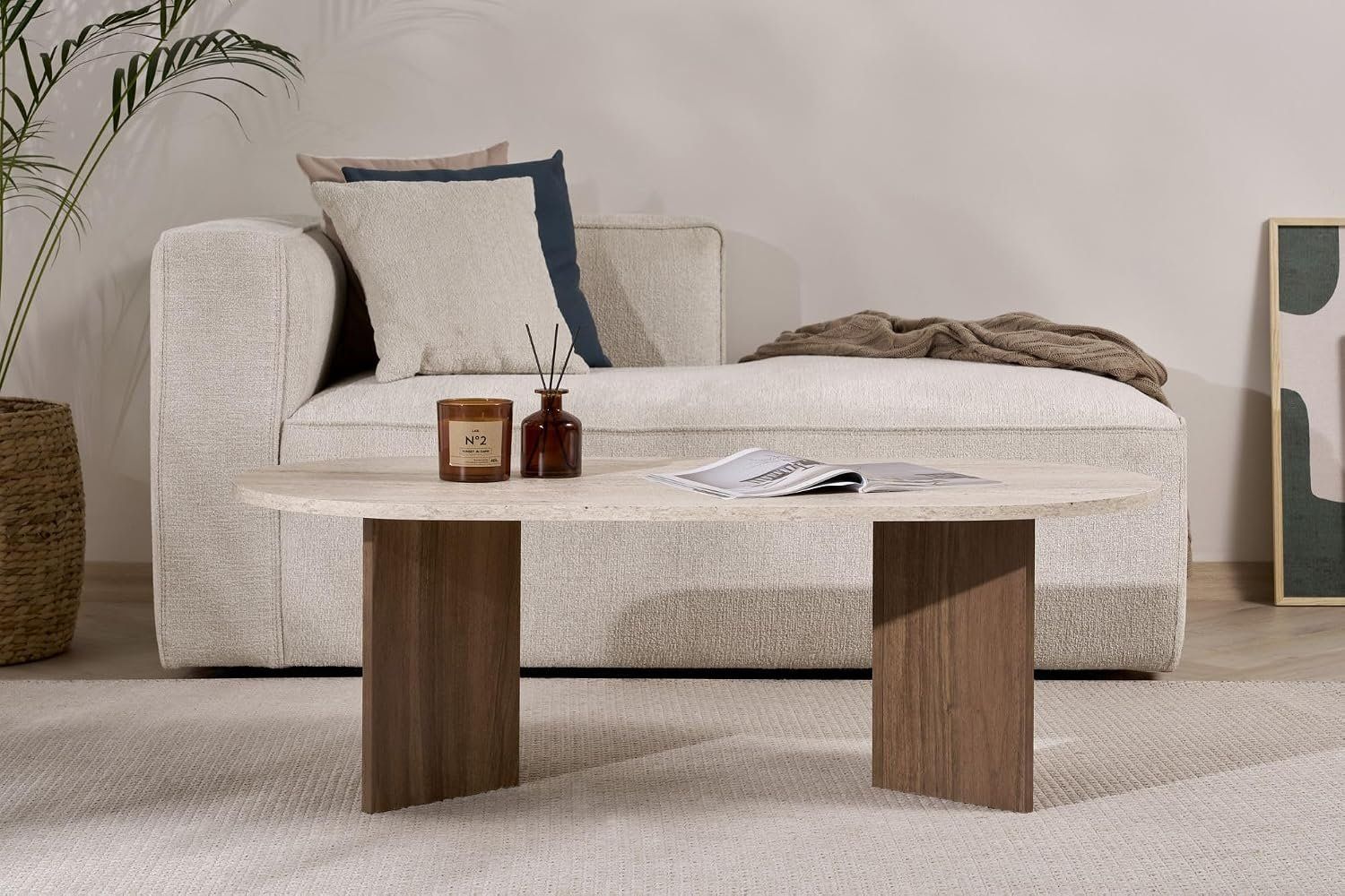 Tavoli: Couchtisch 119x40x60 cm Travertin Walnuss 18 mm – Nuovo e nell'imballaggio originale da Schaffhausen venduto da schwizerchaes 3