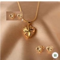18k vergoldetes Set Halskette und Ohrstecker, neu!