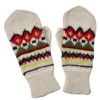 Handschuhe Gr. S handgestrickt Fausthandschuhe VINTAGE 1960s