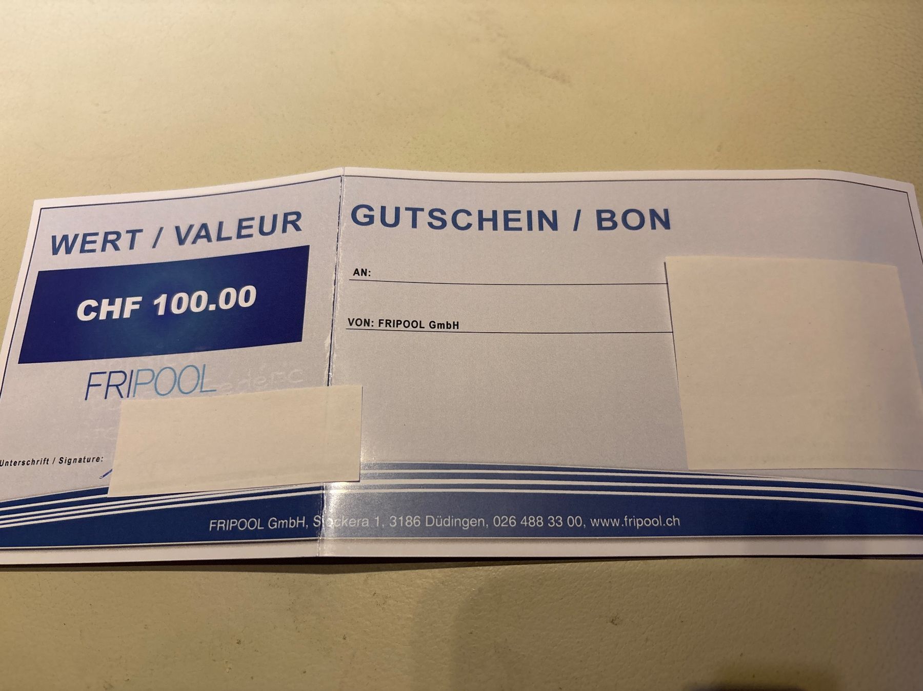 Buoni: Bon Fripool CHF 100.00 – Nuovo (secondo la descrizione) da Avry-devant-Pont venduto da Fredd73