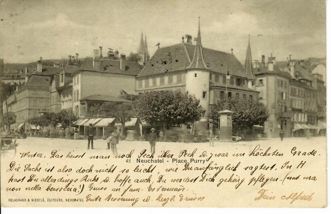 Cartoline postali: Neuchâtel Place Purry  1902 – Usato da Hochdorf venduto da Ziegel-16