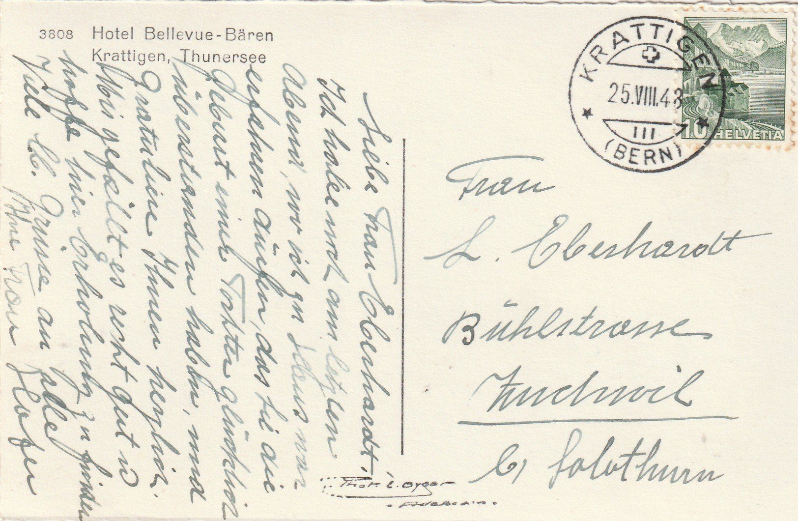 Cartoline postali: Krattigen Hotel Bellevue – Usato da Rorschacherberg venduto da fratovi2 1