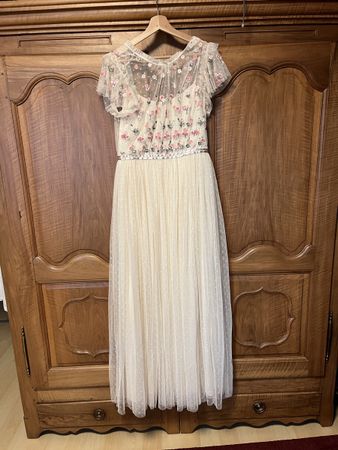 Needle & Thread Kleid Tüll creme beige Gr. 40