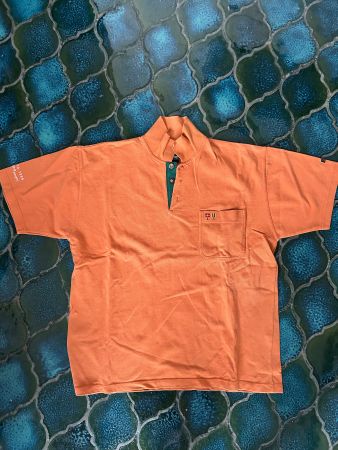 Red//Green Poloshirt Grösse L Orange Retro Vintage