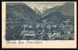 Litho Interlaken, Ortsansicht gegen die 