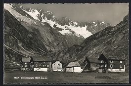 AK Göscheneralp, Ortspartie mit Bergen