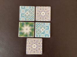 5er Set Nespresso Untersetzer Sommer Design 11/11 cm