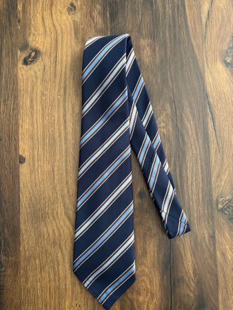 Krawatte dunkelblau/hellblau/braun/beige gestreift