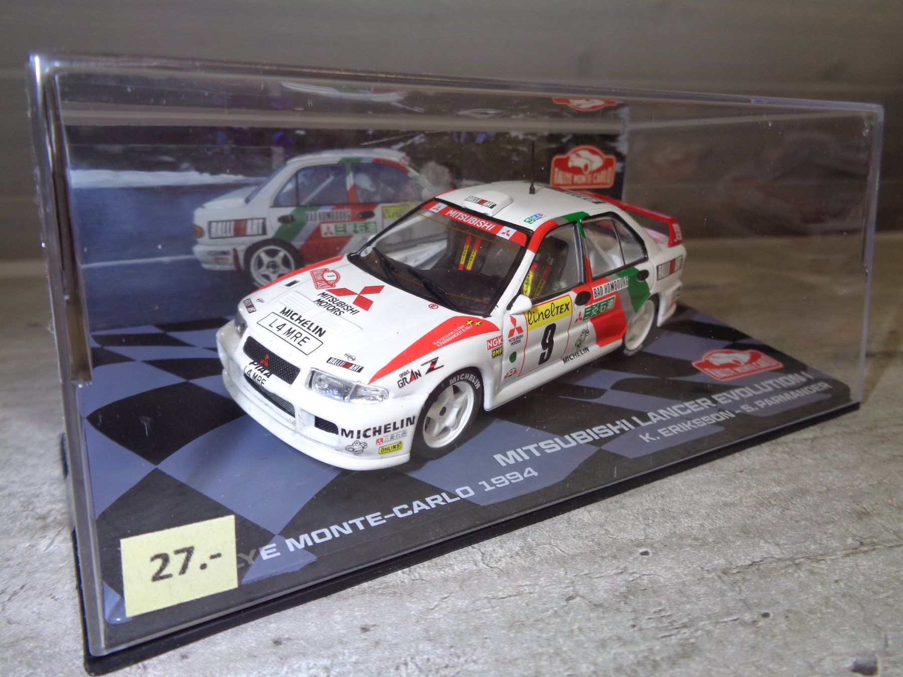 Mitsubishi Modellini d'auto: Altaya 1:43 Mitsubishi Lancer Evolution I Rallye 1994 – Nuovo e nell'imballaggio originale da Reconvilier venduto da rallycar