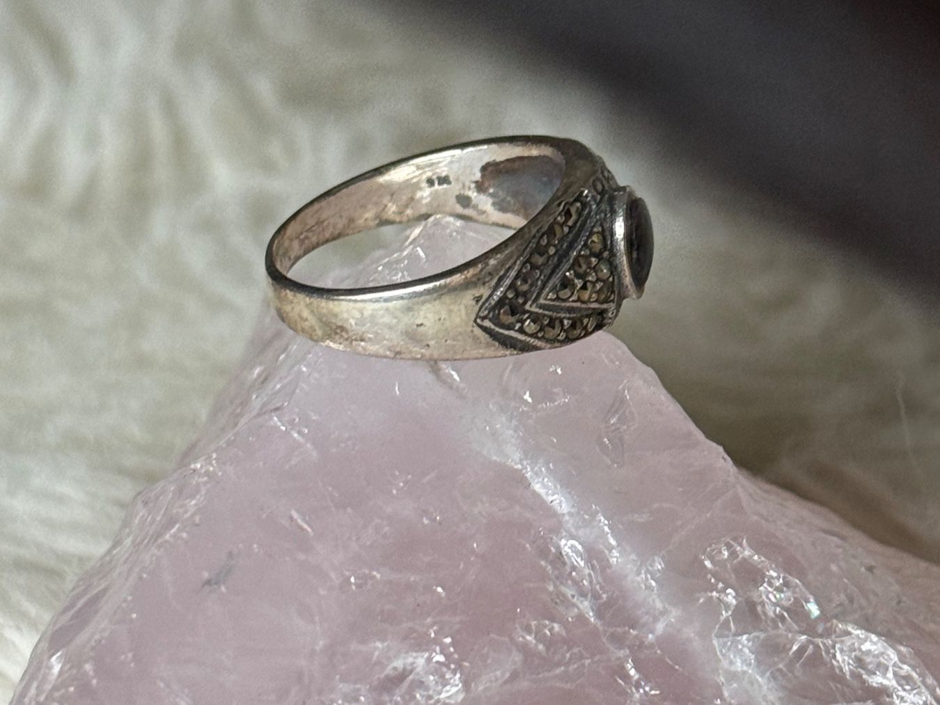 Anelli: Vintage Silberring 925 mit schwarzem Stein – Usato da Istighofen venduto da Ringparadies 1