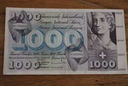 Schweiz 1000 Franken 1972 – seltene alte Banknote, schöne Er