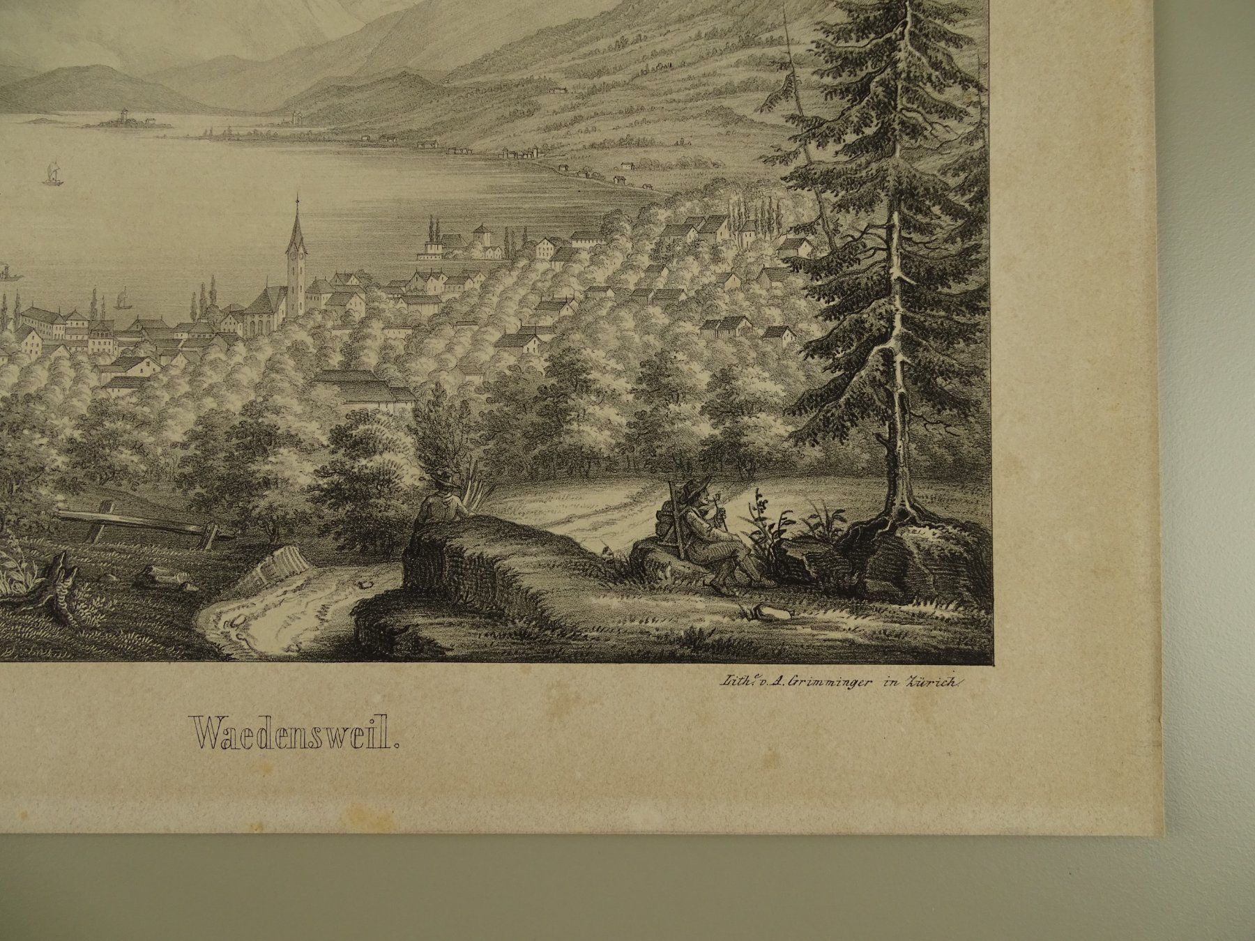 Incisioni: WÄDENSWIL, LITHOGRAPHIE UM 1850 – Usato da Grüningen venduto da Kartensammler 4