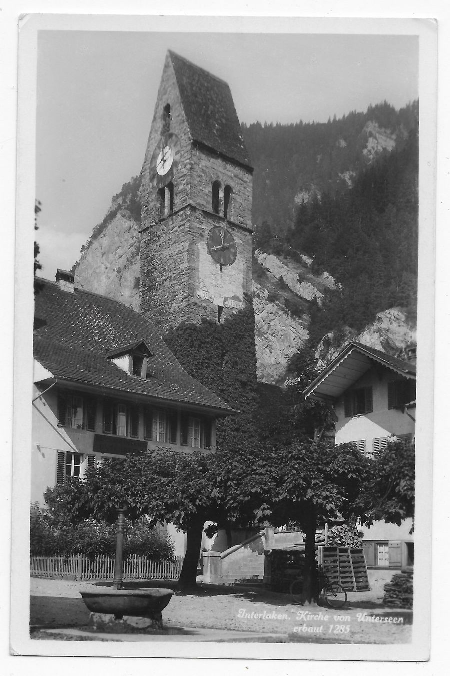 Ansichtskarten: Interlaken, Kirche von Unterseen, Feldpost M.S  A.3 – Gebraucht aus Hefenhofen von Richsalz